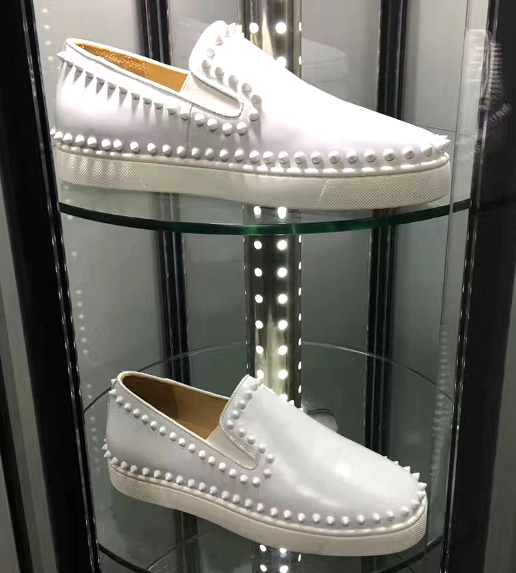 Designer Loafers Brand Shape Rivets Studs Mens Sneakers Fashion Rhinestone Low Top Trainers Casual Shoes Runway Smoke Men | Обувь