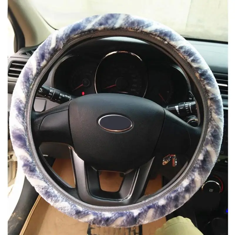 Зимняя мягкая эластичная рулевая обложка с плюшем для автомобиля, теплая, диаметром 36/38/40 см, защитный аксессуар для рулевого колеса автомобиля