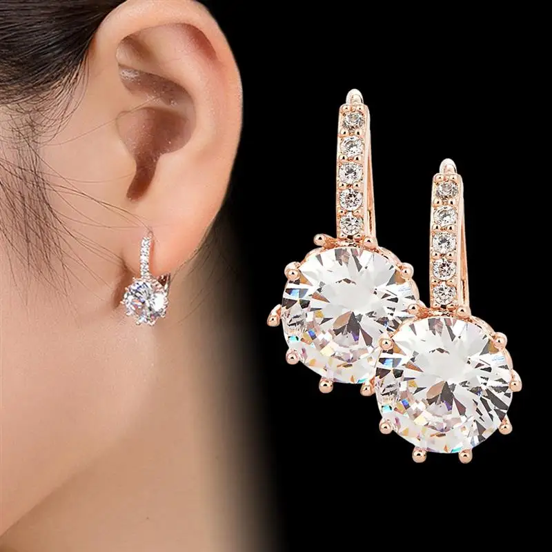 

Серьги-гвоздики женские, круглые, с фианитами