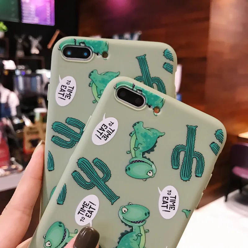 Ins Dinosaur Patterned Phone Case For iPhone XS Max XR X Cute Soft TPU Cover for 7 Plus 6S 8 Cases |