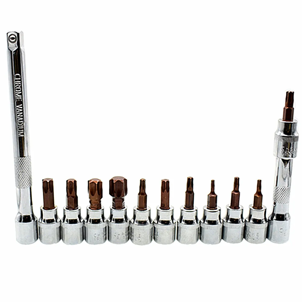 Набор отверток со сменными насадками Torx 11 шт. 3/8 дюйма с двумя квадратными
