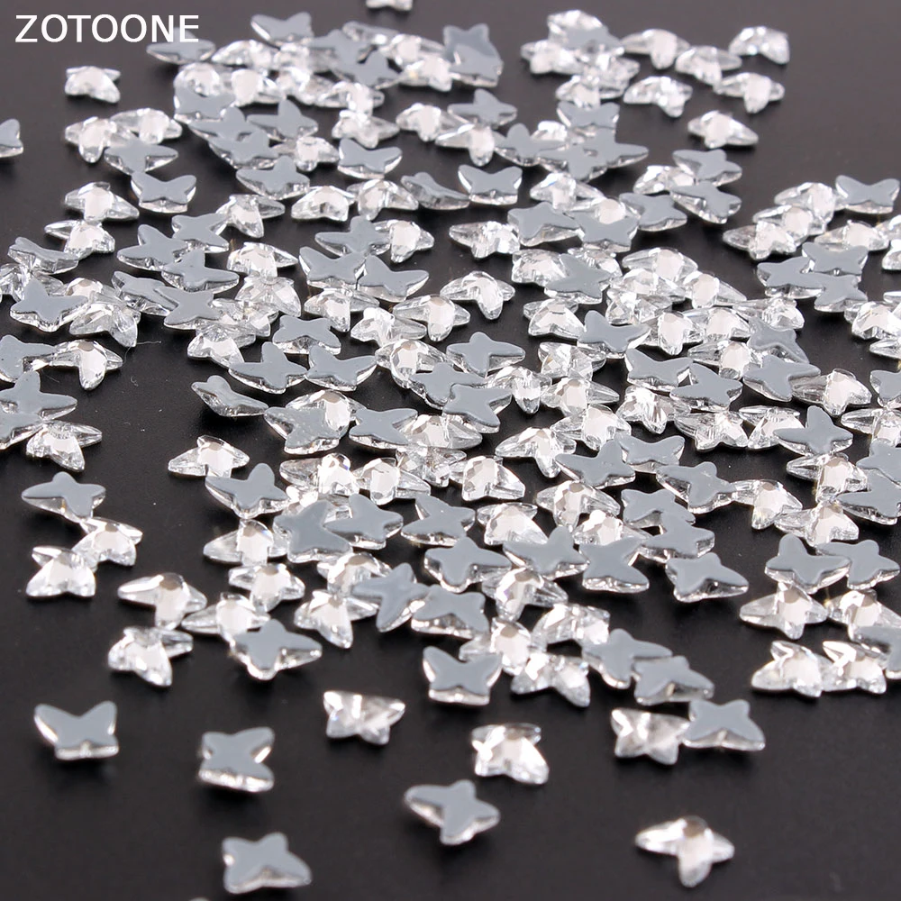 ZOTOONE 6*5 мм стеклянные стразы в форме бабочки на одежде самоклеящиеся с горячей