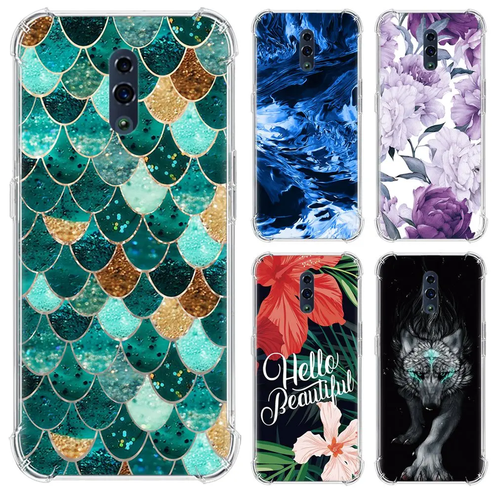 Soft Phone Case With Airbag For Oppo Reno 6.4 inch Stylish Design Anti-knock Back Cover Colorful Painted Skin |