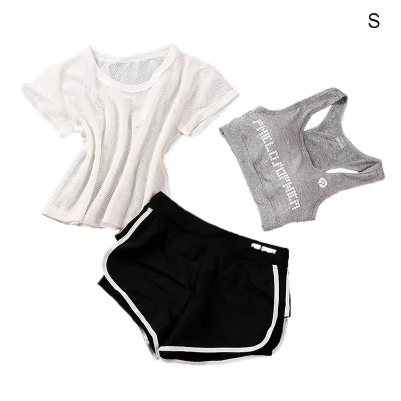 

New High Waist Running Sports Suit Women Ladies Sportswear Sports Bra Quick Dry Loose Slimming Gym Yoga Clothes Three-Piece Suit