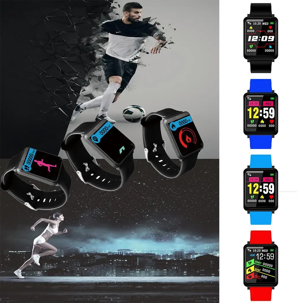 Unisex Casual Square Shape Waterproof LCD Screen Buckle IP67 230mAh USB 2.0 User Manual Closure Smart Watch | Электроника
