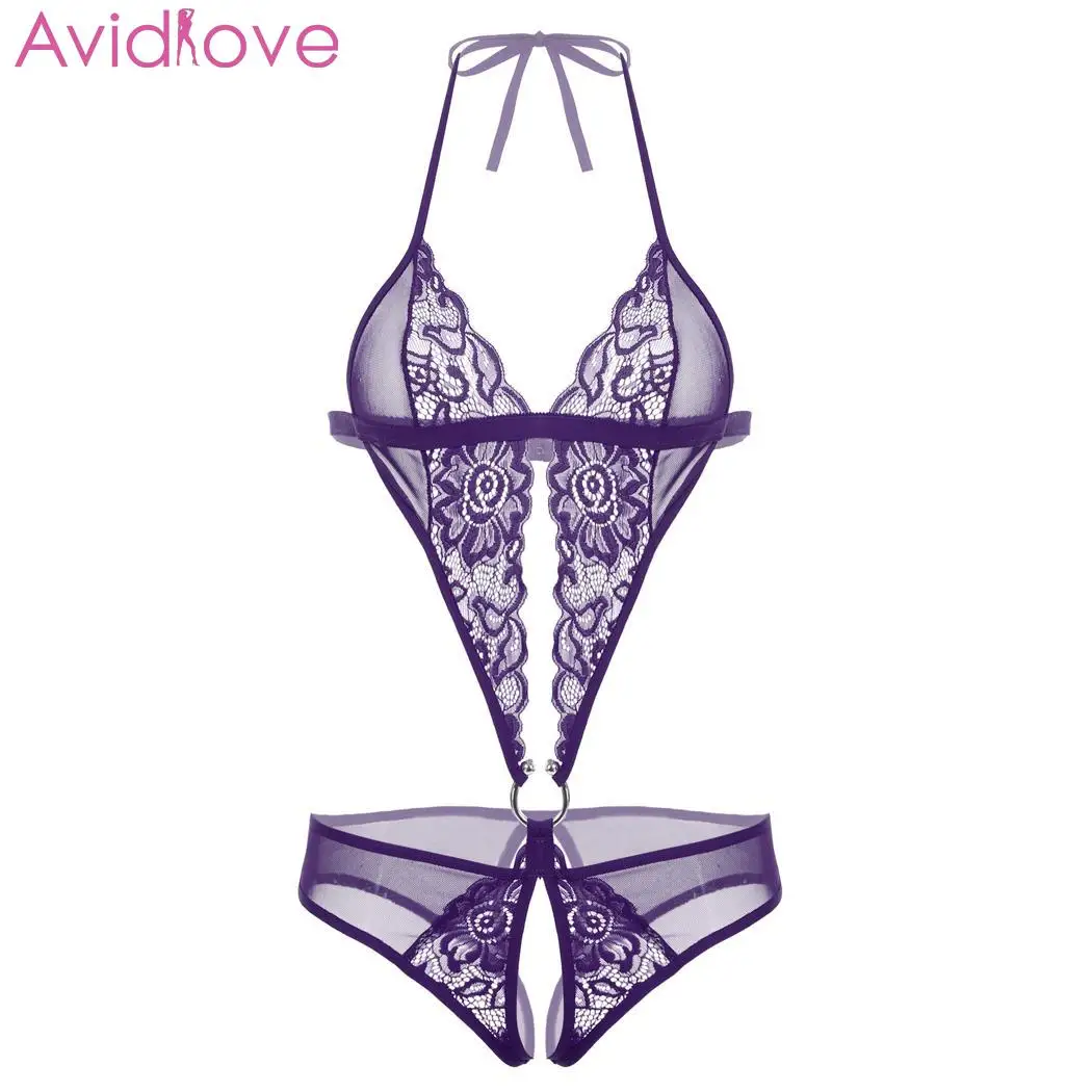 Avidlove Badydoll сексуальное нижнее белье ночное кружевная одежда с крючком Холтер
