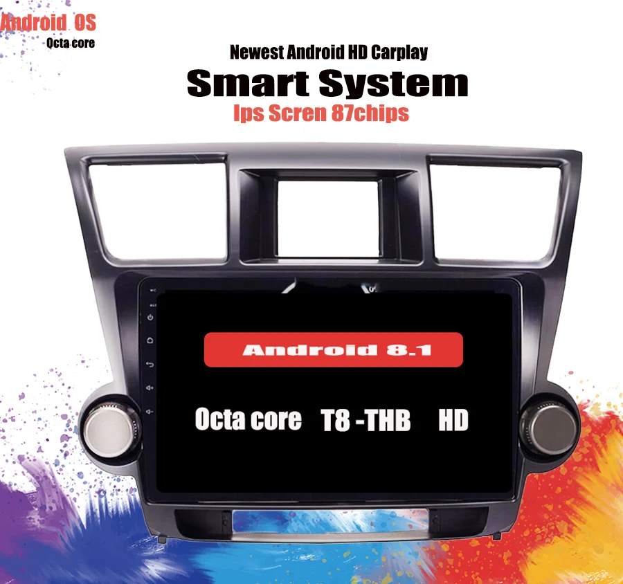 2 din 10 &quotOcta 8 Core 4G + 64G Android 0 автомобильный DVD радио плеер для Toyota Highlander 2008 2014