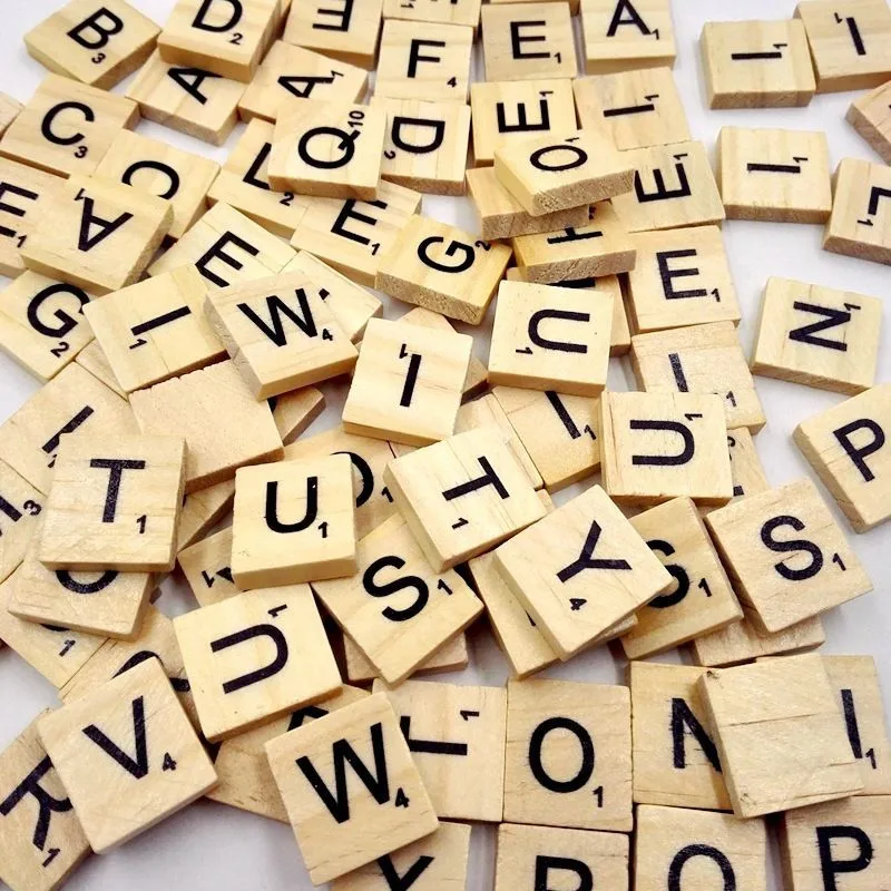 DIY креативный 100 Деревянный Алфавит Scrabble плитка черные буквы цифры для доски