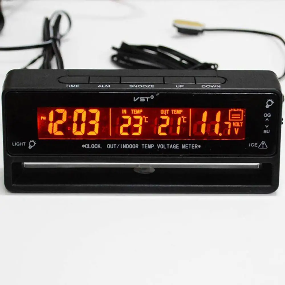 Sailnovo 3 в 1 цифровые lcd автомобильные часы термометр с фоновой подсветкой вольтметр