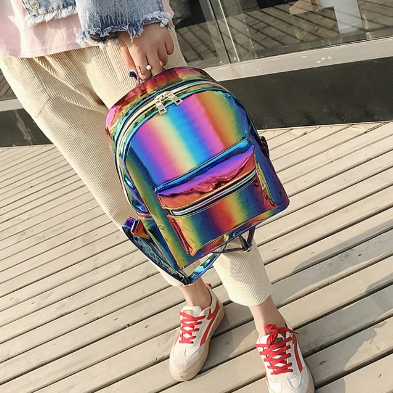 Женский Радужный школьный рюкзак для девочек дорожный радужного цвета в стиле