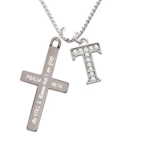 Кристалл начальный Т бисерная кайма быть все еще и знать крест ожерелье|Подвески|