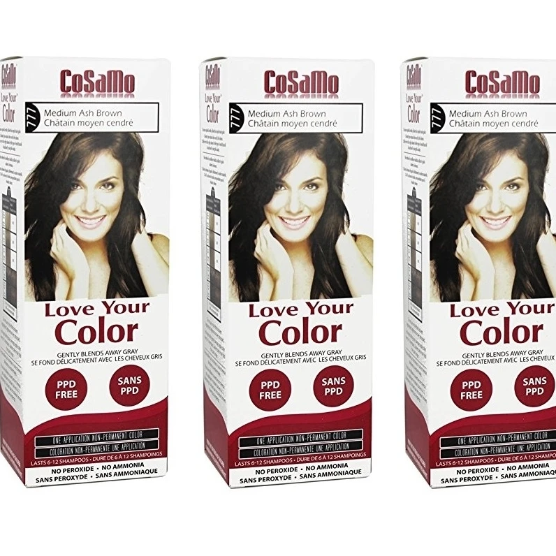 CoSaMo Love Your color неперманентный цвет волос 777 Средний пепельный коричневый 3 унц.