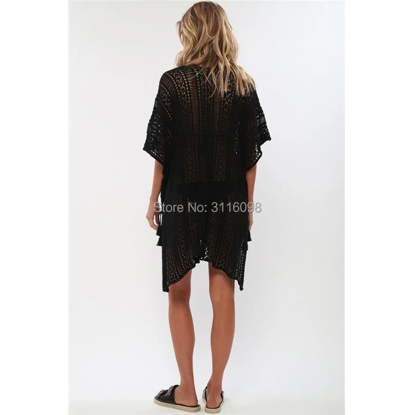 Женское пляжное платье белое вязаное крючком платье-парео пляжная одежда для