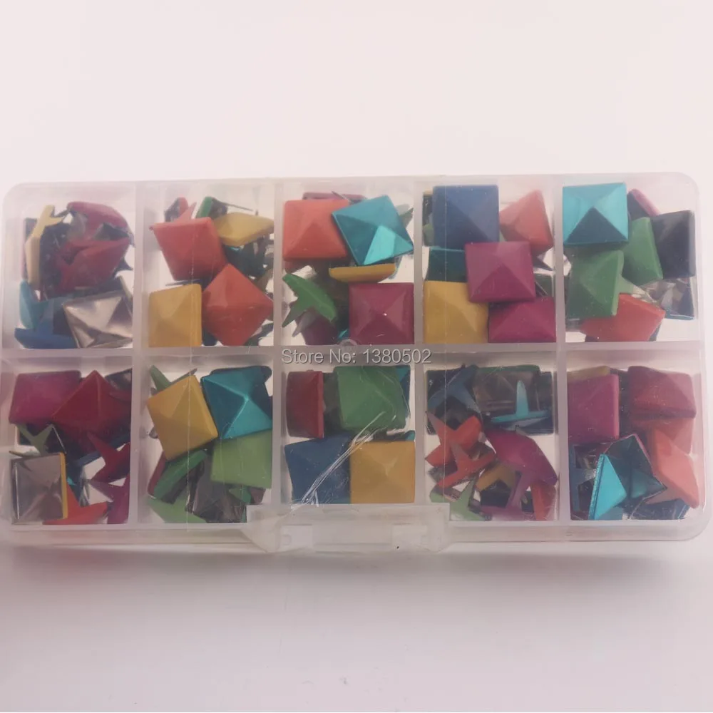 1 box Square mix Color 12mm Metal Decoration Rivets Garment Rivet for bag Sewing tool accessories | Дом и сад