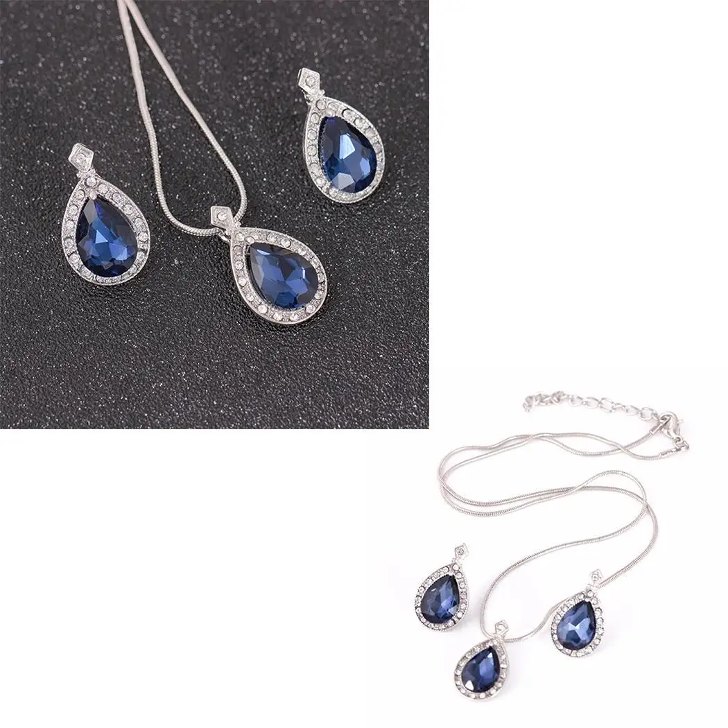 Для женщин капли воды Пластик Gem звено цепи кулон колье серьги набор Повседневное