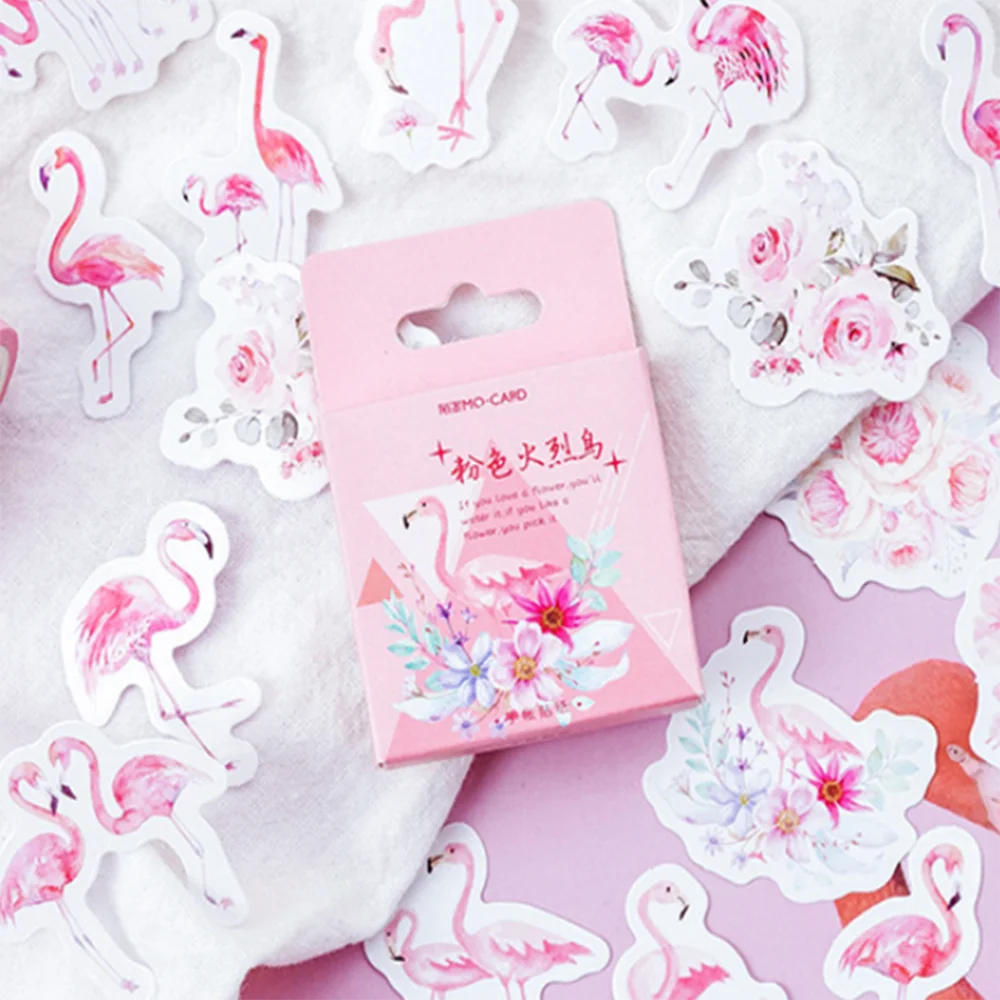 45 шт Красивые Розовые наклейки с Фламинго Kawaii Канцтовары DIY Scarapbooking Jounal фото