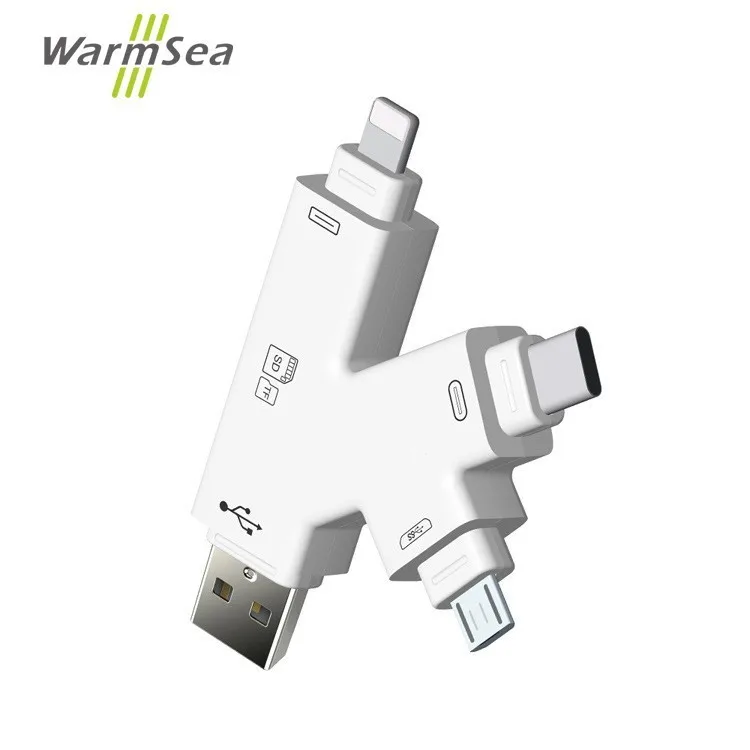 Все в 1 4в1 Micro usb type C TF SD считыватель карт OTG адаптер для iPhone XS MAX XR 5 6 7 8 Plus iOS 12 Macbook