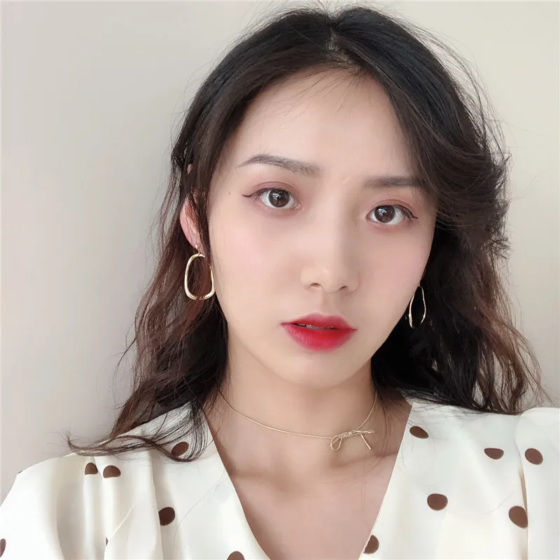 New Pattern Fashion Korea Temperament Metal Texture Geometry Irregular Circle Design Drop Earrings For Women Jewelry Accessories | Украшения