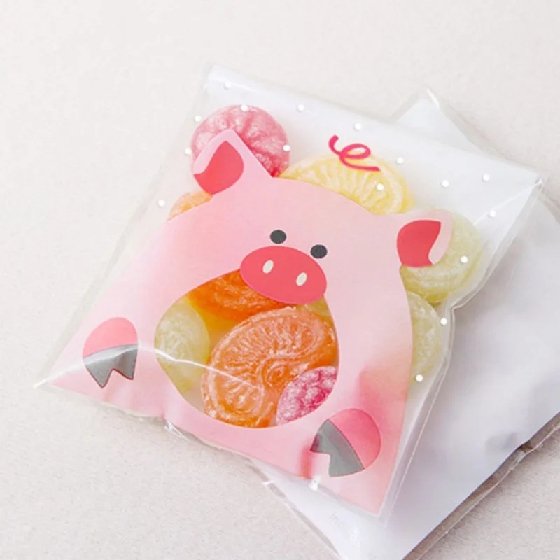 50pcs/lot Cartoon animal Plastic Bags Cookie Packaging Bag Birth Favors Candy for Jungle party | Дом и сад