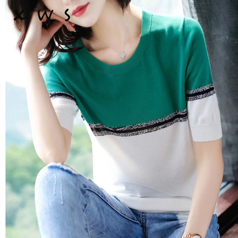 Летний пуловер 2019 женская обувь вязать высокие эластичные джемпер для женщин