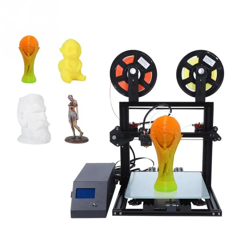 Двойной Экструдер 3d принтер двухцветная печать 3d принтер DIY набор Быстрая 100 мм/сек. 0,4 мм диаметр сопла 3d принтер высокого качества