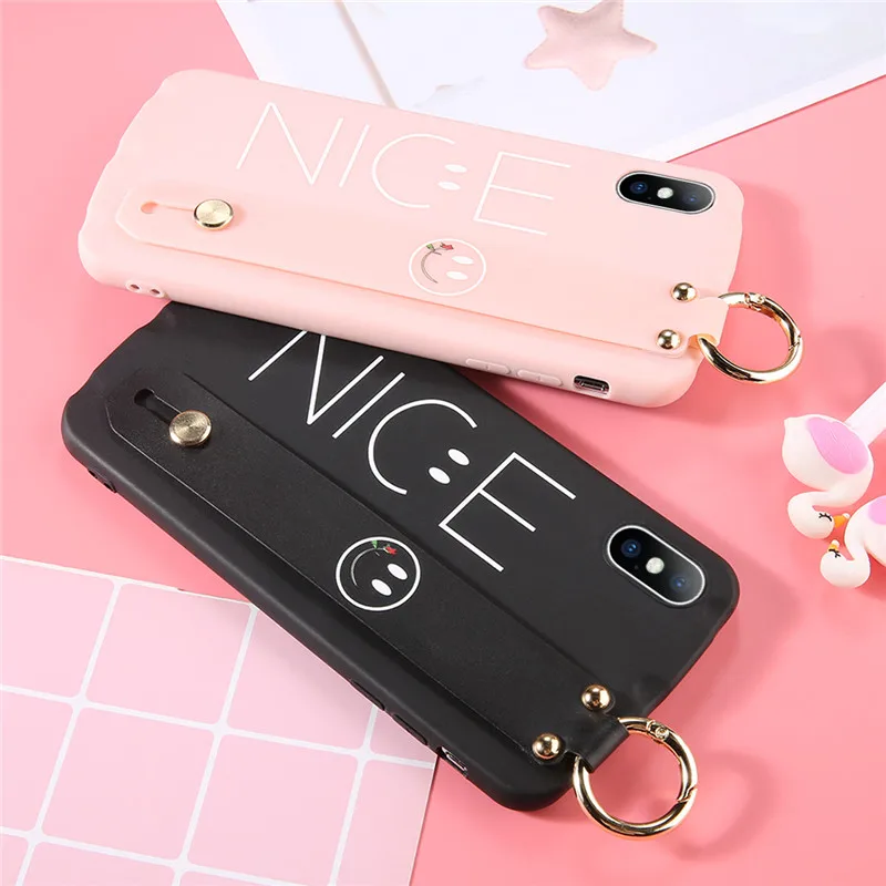Lovebay Модный милый ТПУ чехол для iPhone X Smile с кольцом струнный ремень-лента чехлы 8 7 6 S