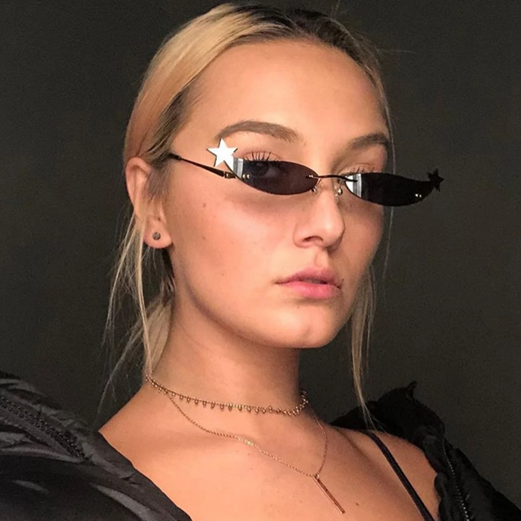 Маленькие солнцезащитные очки Cool Star в металлической оправе тонкие стиле хип хоп