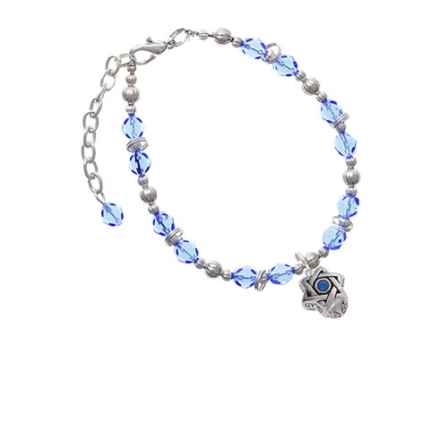 Silvertone Звезда Давида с синий Спиннер кристаллами свет браслет голубыми бусинами| |