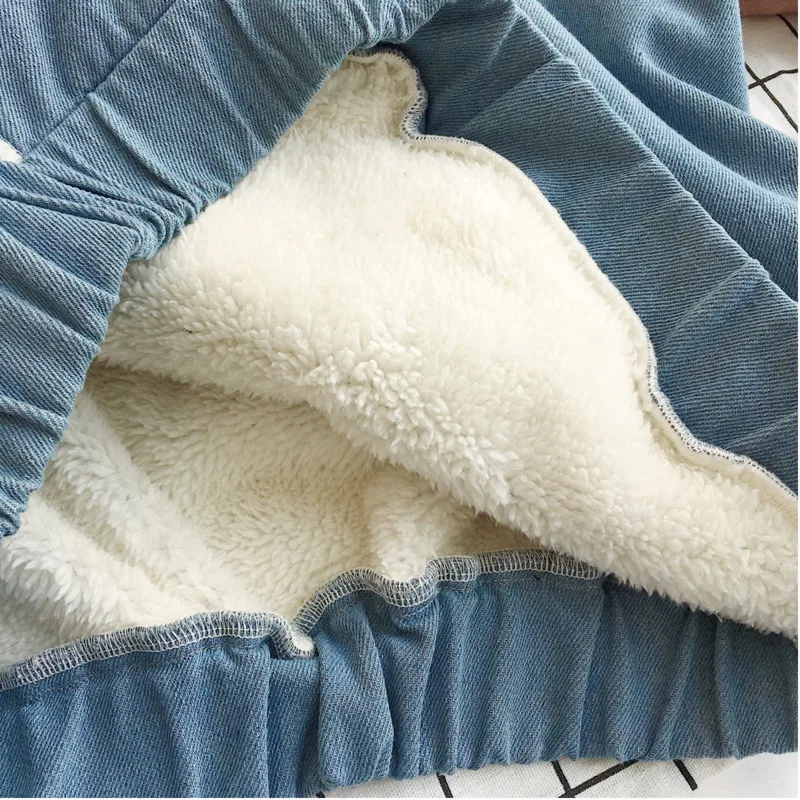 2019 весна и осень плюс бархат плотное худи мех ягненка джинсовая голова Свободная