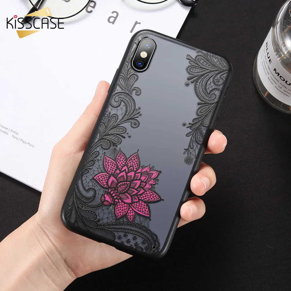 KISSCASE 3D Sexy Lace Flower Phone Case For iPhone X XR XS MAX Soft Silicone Cover 7 8 6 6s Plus 5 5s SE Fundas Cases |