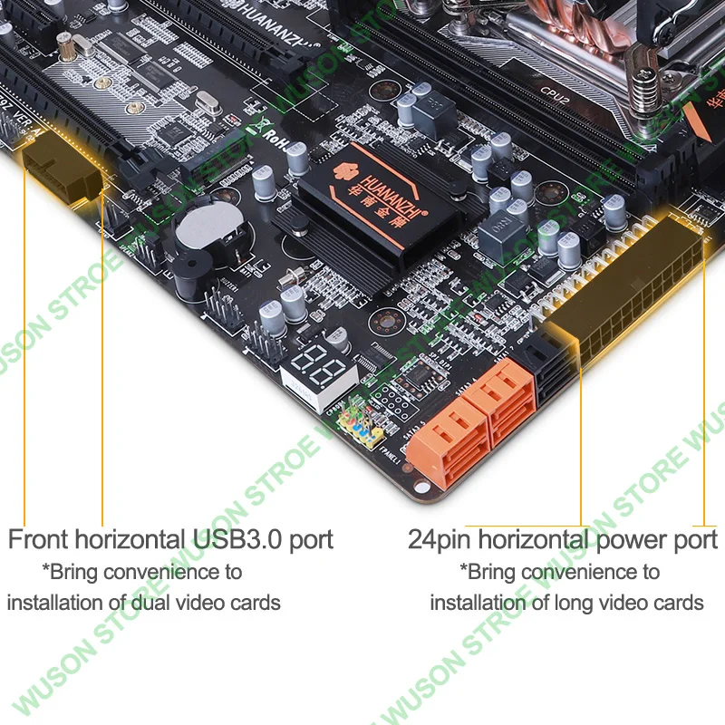 HUANANZHI Dual X79 M.2 Slot Motherboard with CPU Intel Xeon E5 2690V2 3.0GHz RAM 64G(4*16G) All Tested Buy Computer on Sale