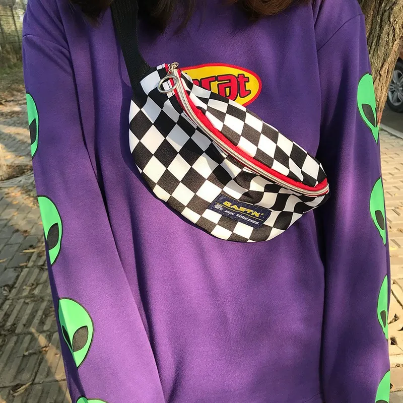 Поясная Сумка для женщин шахматная доска Ins Super Fire Harajuku ретро портовая штормовка