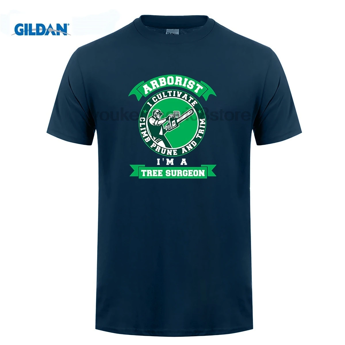 GILDAN хлопковая Футболка с круглым вырезом и принтом Arborist I cultiate climb prune and trim Im a tree