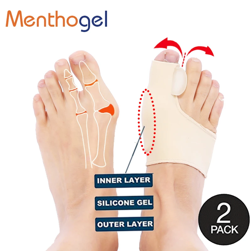 Ментогель Hallux Valgus Стельки силиконовые пальцы 1 отверстие носок сепараторная