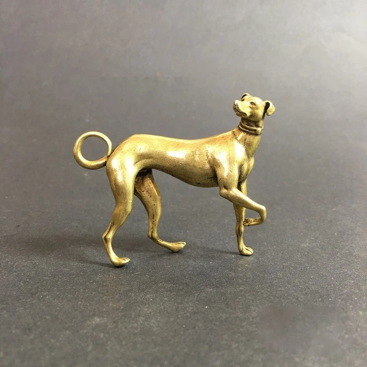 Сборная китайская латунная резная статуя животного зодиака милая собака