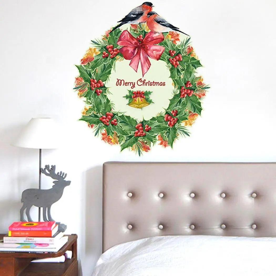 Рождественский венок гирлянда Swag декоративные настенные наклейки Наклейка
