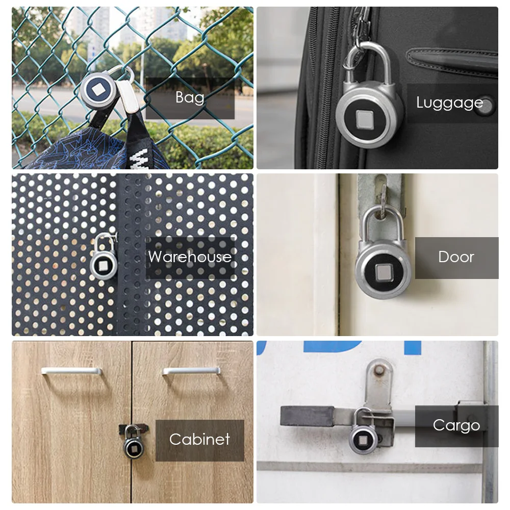 

BT Fingerprint Smart Keyless Lock Waterproof APP / Fingerprint Unlock Anti-Theft Padlock Door Lock for Android iOS System