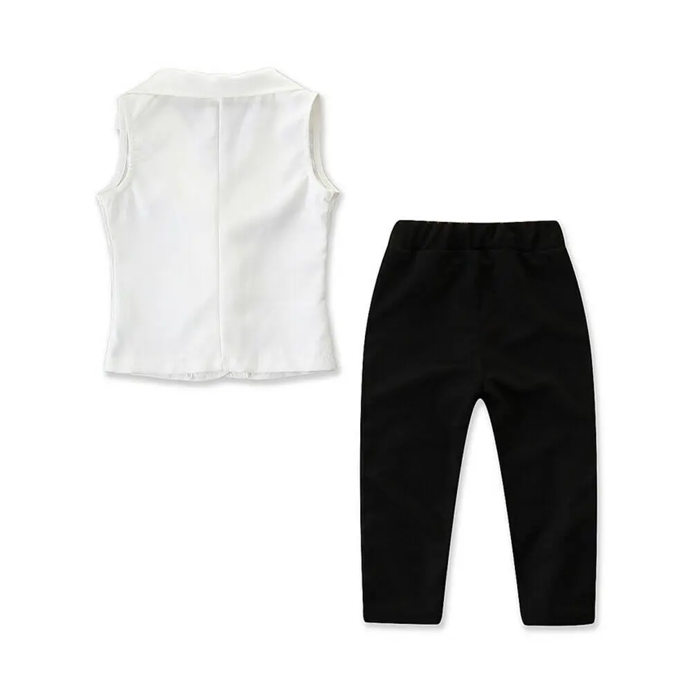Комплект одежды для маленьких девочек двубортный топ без рукавов и штаны От 1 до 7