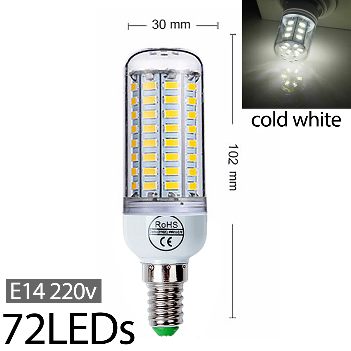 E27 светодиодная лампа E14 Светодиодная SMD5730 220 В кукурузная 24 36 48 56 69 72 светодиоды