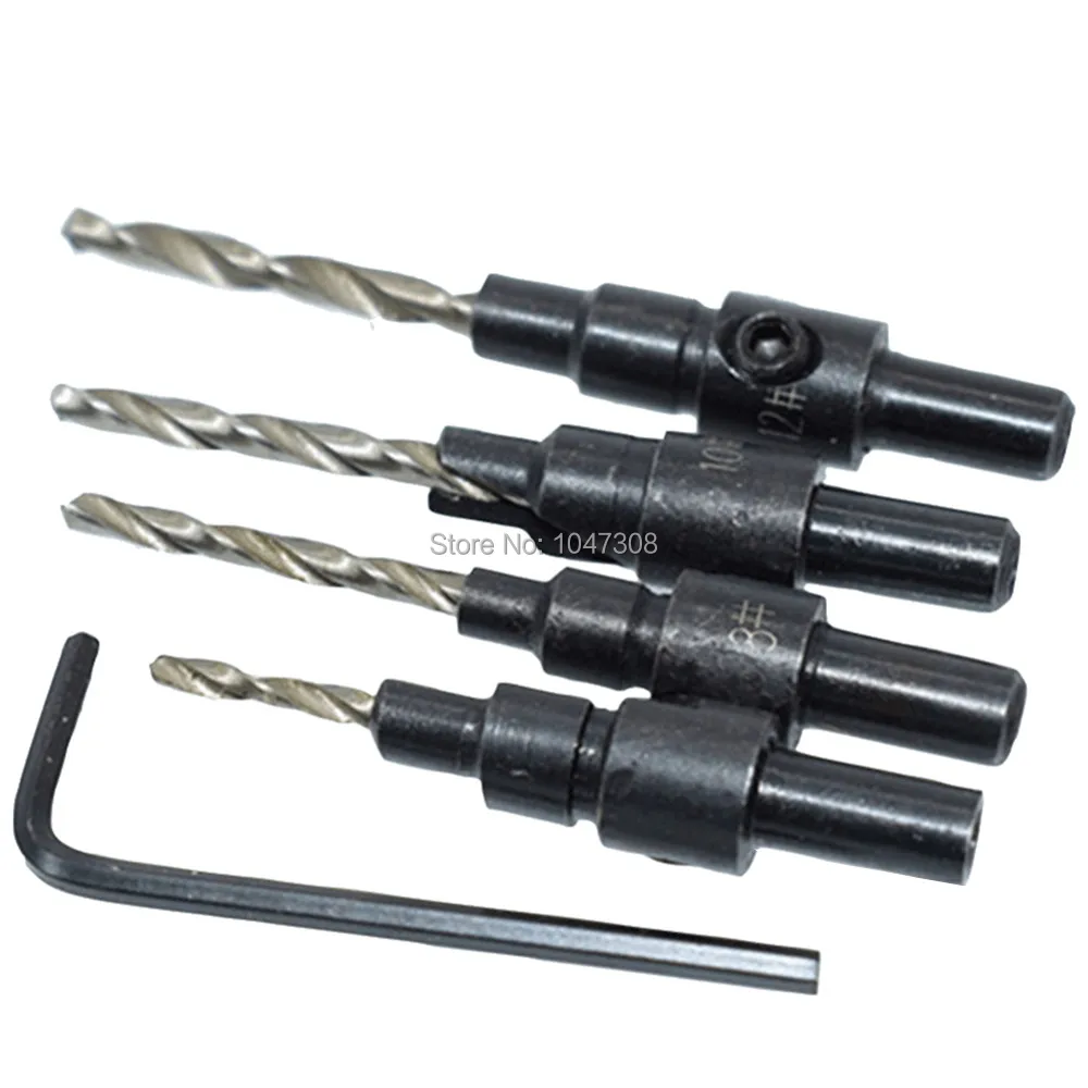 

4pce Quick Bit Screw Pilot Drill Countersink Bit Included Wrench