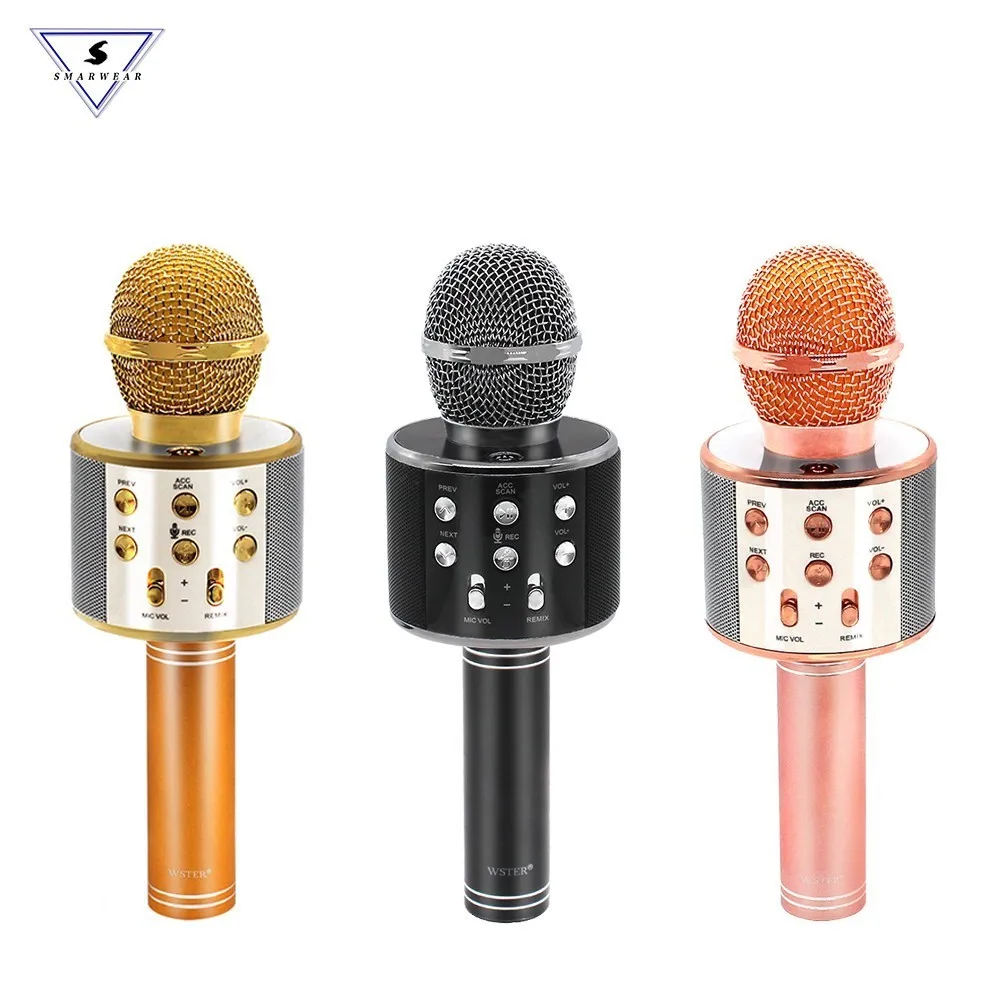 WSTER WS858 беспроводной bluetooth микрофон для караоке стерео KTV USB динамик плеер TF карта