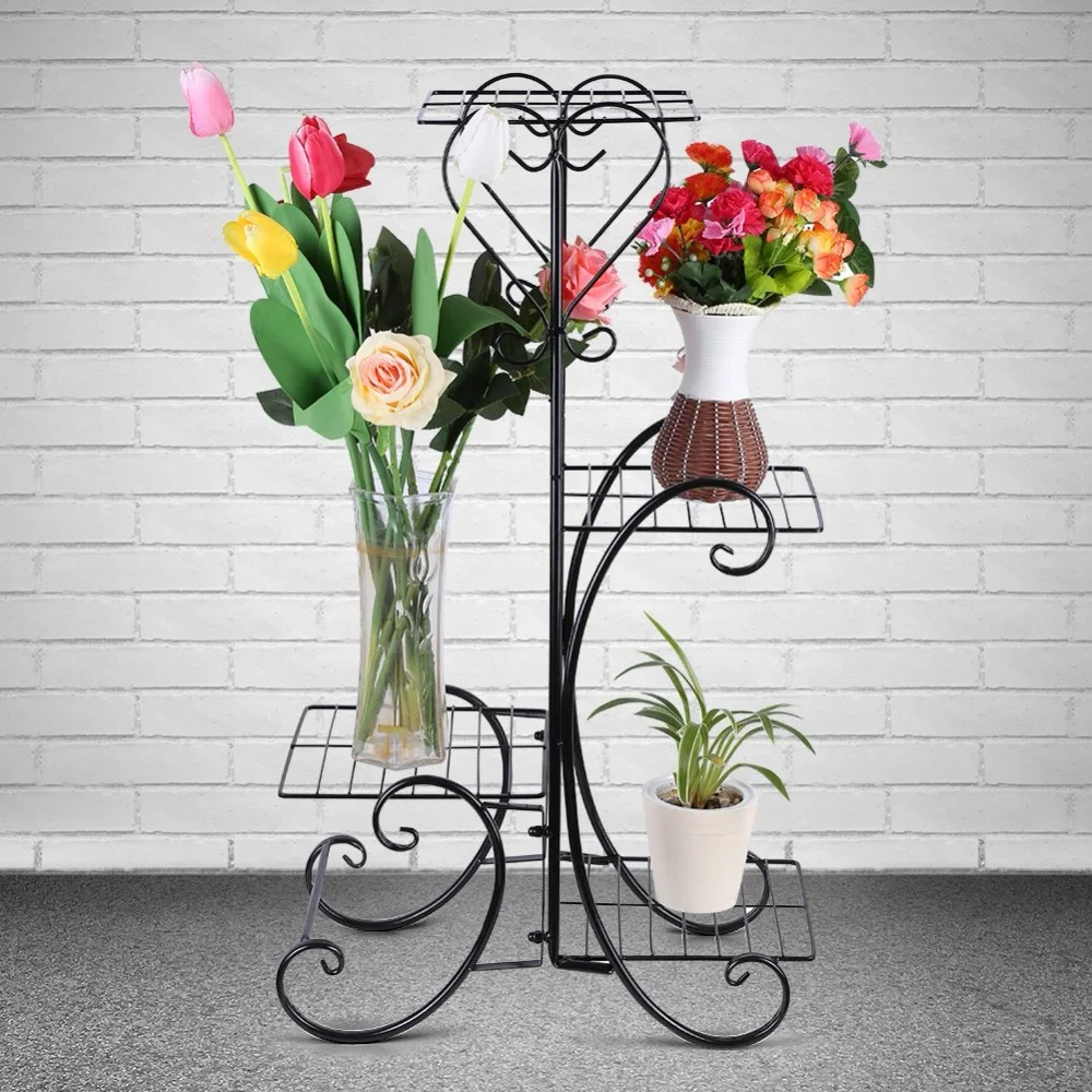 

4 Tier Metal Flower Pot Plant Stand Rack Display Shelf Indoor Outdoor Garden Storage Rack Shelf Gardening Tools and Equipment
