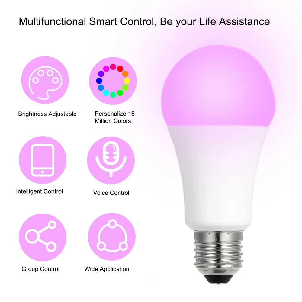 8 Вт E27 светодиодная лампа RGBW умная лампочка(Zigbee версия) смартфон приложение управление Регулируемый цвет и яркость для Android/IOS