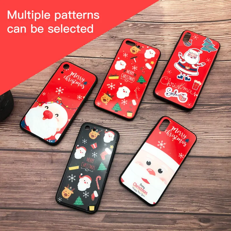 Glass Case For iPhone XS MAX XR X Cases Soft TPU Edge Slim Merry Christmas Gift Back Cover 7 8 6S 6 Plus Cute |