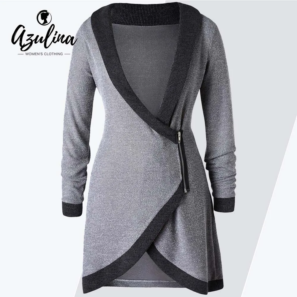 Rosegal Cardigans Women Sweater Plus Size Shawl Collar Contrast Trim Cardigan Casual Long Sleeve Ladies Tops Jumper |