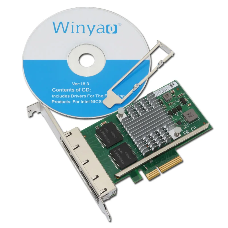 Winyao WYI350 T4V2 PCI E X4 RJ45 Qual Port сервер Gigabit Ethernet 10/100/1000 Мбит/с сетевой интерфейс карта для