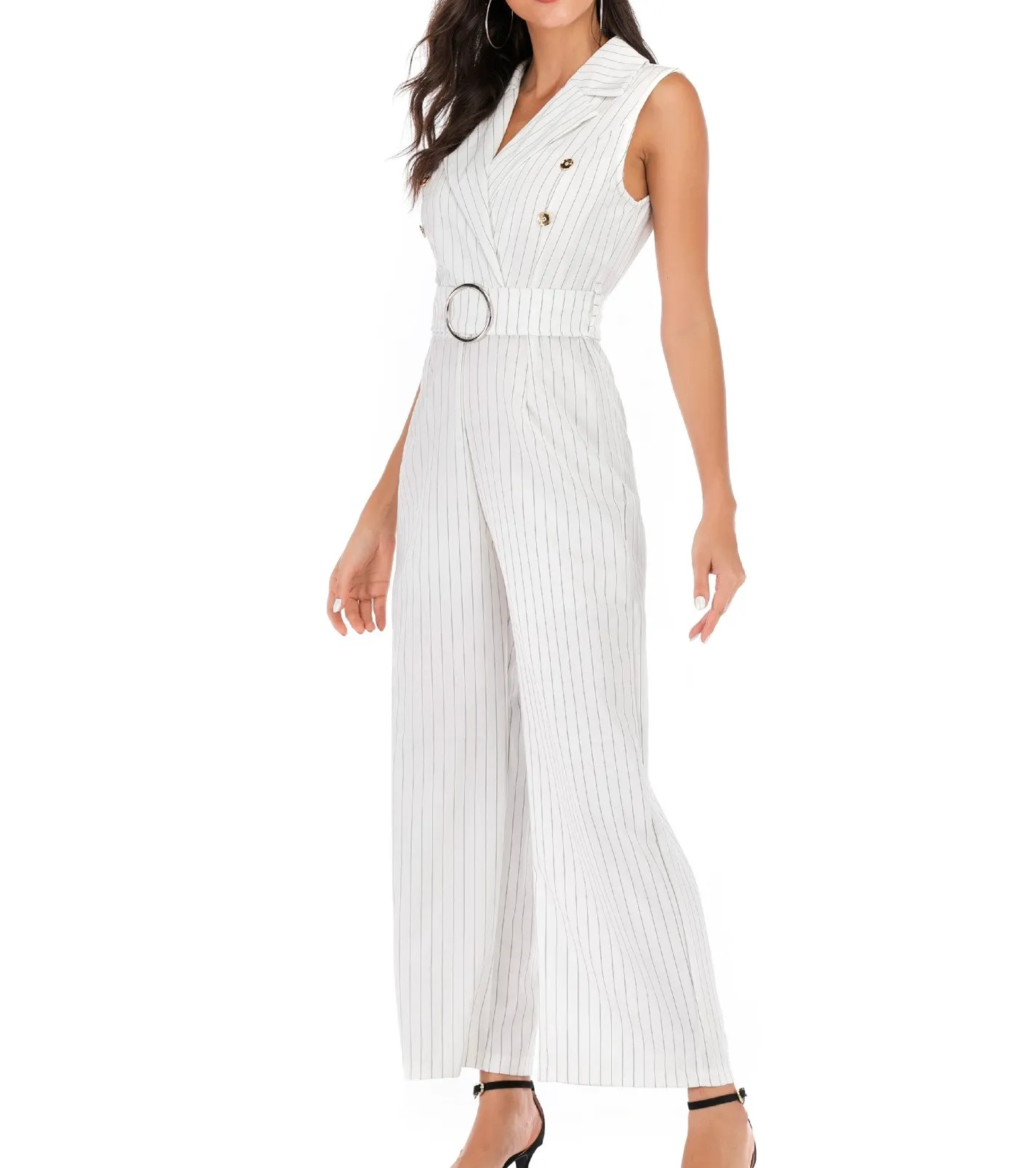 Женский элегантный комбинезон без рукавов с широкими штанинами модный