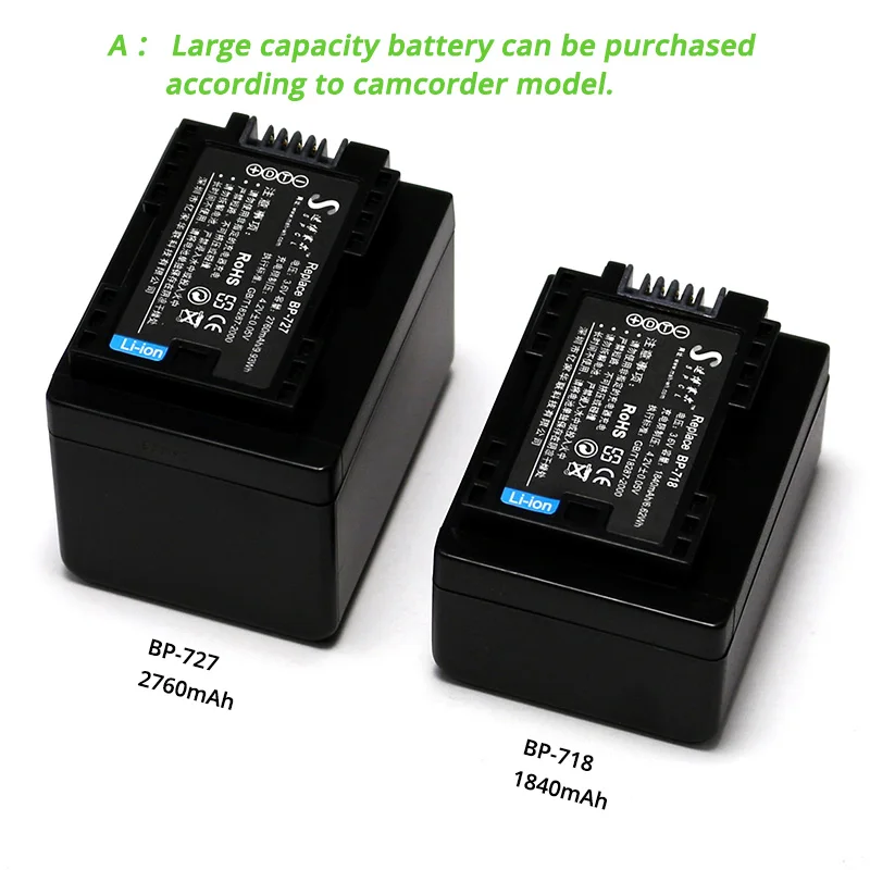 Аккумулятор BP 727 для Canon LEGRIA HF R86 R806 R76 R706 R66 R47 R48 R406 R36 R38 R506 M52 M60 совместимый с 709