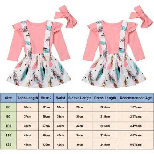 Toddler Kids Baby Girls Clothes T-shirt Tops+Strap Dress Skirt Outfits Children Set 3PCS | Детская одежда и обувь
