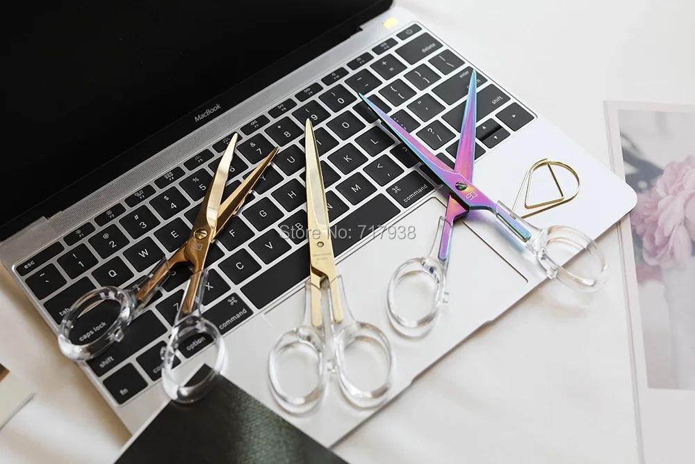

gold colorful acrylic scissors Sewing Scissors office accessories stationery supplies